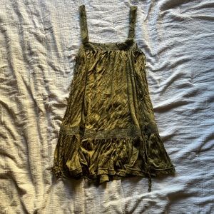 Free People “Sweet Thing” Lace Up Ruffle Hem Tunic Mini Dress